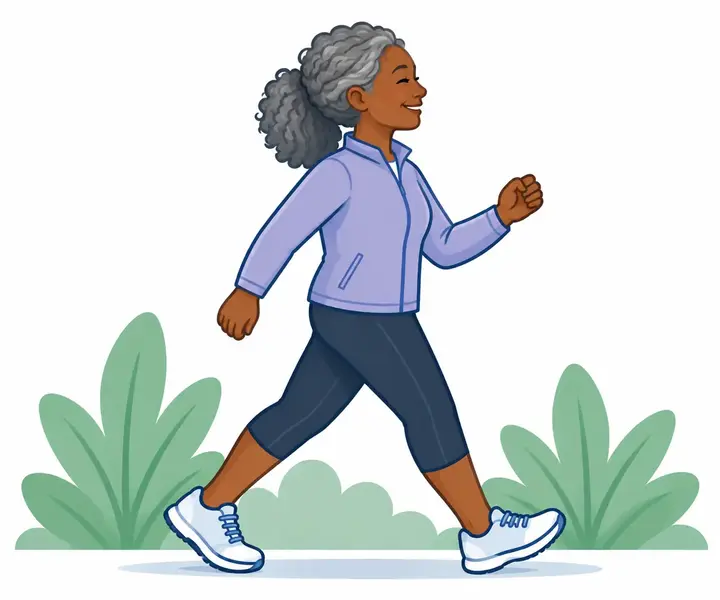 Illustration of a woman walking outdoors
